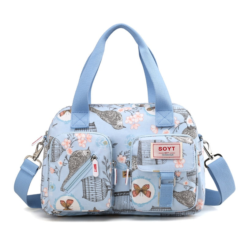 New Multi-layer Nylon Women Shoulder Bags Fashion Simple Grils Handbags Messenger Bags Printed Flowers Crossbody Bags