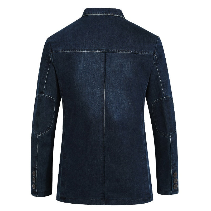 New Mens Denim Blazer Male Suit Oversized Fashion Cotton Vintage 4XL Male Blue Coat Denim Jacket Men Jeans Blazers BG2182