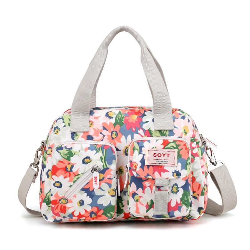 New Multi-layer Nylon Women Shoulder Bags Fashion Simple Grils Handbags Messenger Bags Printed Flowers Crossbody Bags