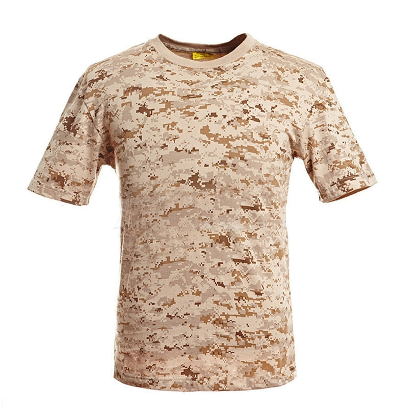 MEGE Summer Cotton T-shirt, Men Military Dry Camo Camp Tees, Camouflage Breathable Tactical Army Trainning Combat T Shirt
