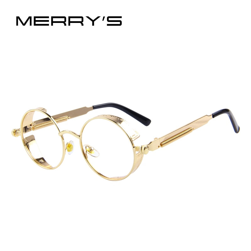 MERRYS Vintage Women Steampunk Sunglasses Brand Design Round Sunglasses Oculos de sol UV400