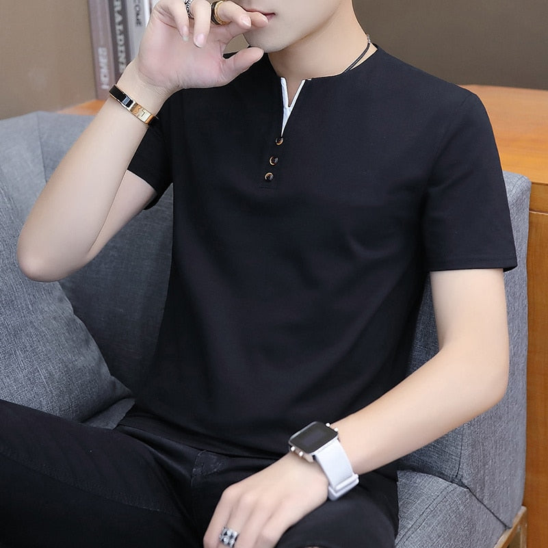 Liseaven Men Tee Shirt 2019 V Neck T-Shirt Short Sleeve T-Shirts Brand T Shirt Mens Clothing Tops & Tees