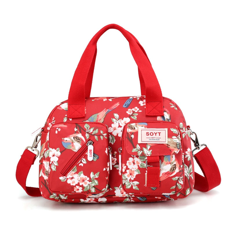 New Multi-layer Nylon Women Shoulder Bags Fashion Simple Grils Handbags Messenger Bags Printed Flowers Crossbody Bags