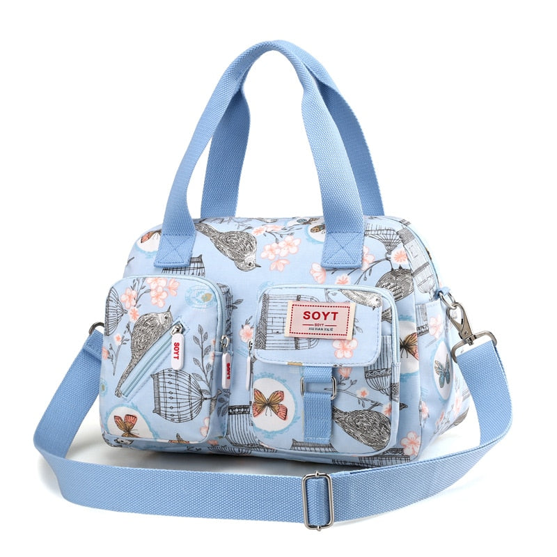 New Multi-layer Nylon Women Shoulder Bags Fashion Simple Grils Handbags Messenger Bags Printed Flowers Crossbody Bags