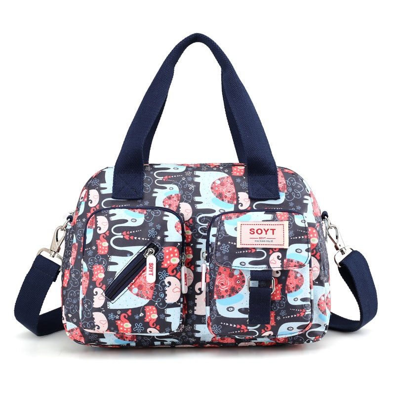 New Multi-layer Nylon Women Shoulder Bags Fashion Simple Grils Handbags Messenger Bags Printed Flowers Crossbody Bags