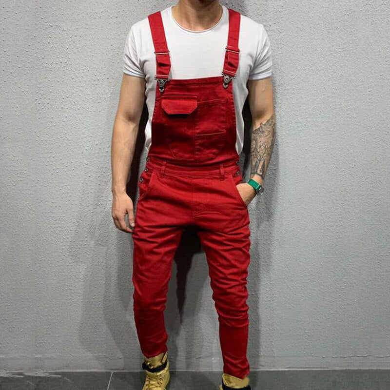 Mens Jeans Overalls Denim Dungaree Bib Overalls Jumpsuits Male Jumpsuits Cargo Work Pants Trousers Male Casual Moto Biker Pants