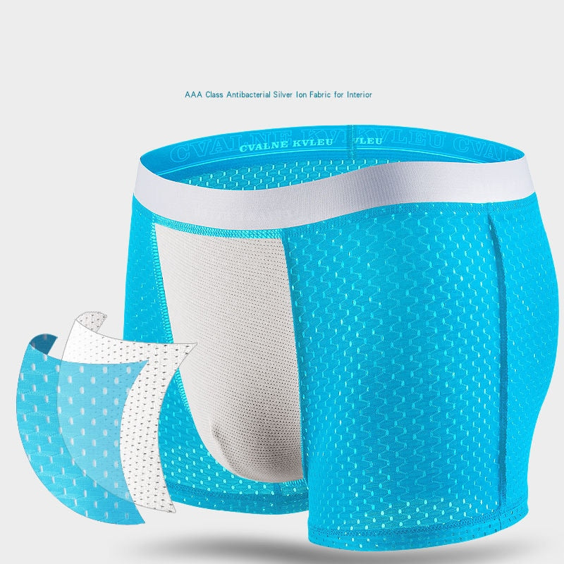 Boxer Panties Mens Ice Silk Boxer Underwear Men Mesh Boxers Breathable Sexy Boxershorts Man Solid Comfortable Underpants 4XL