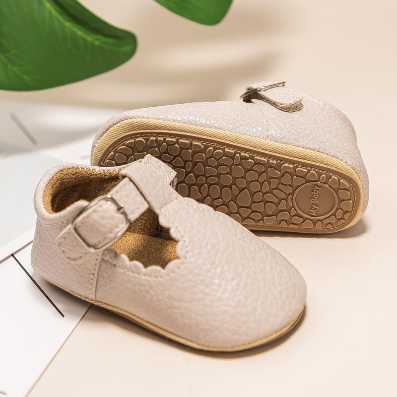 KIDSUN Newborn Baby Shoes Stripe PU Leather Boy Girl Shoes Toddler Rubber Sole Anti-slip First Walkers Infant Moccasins