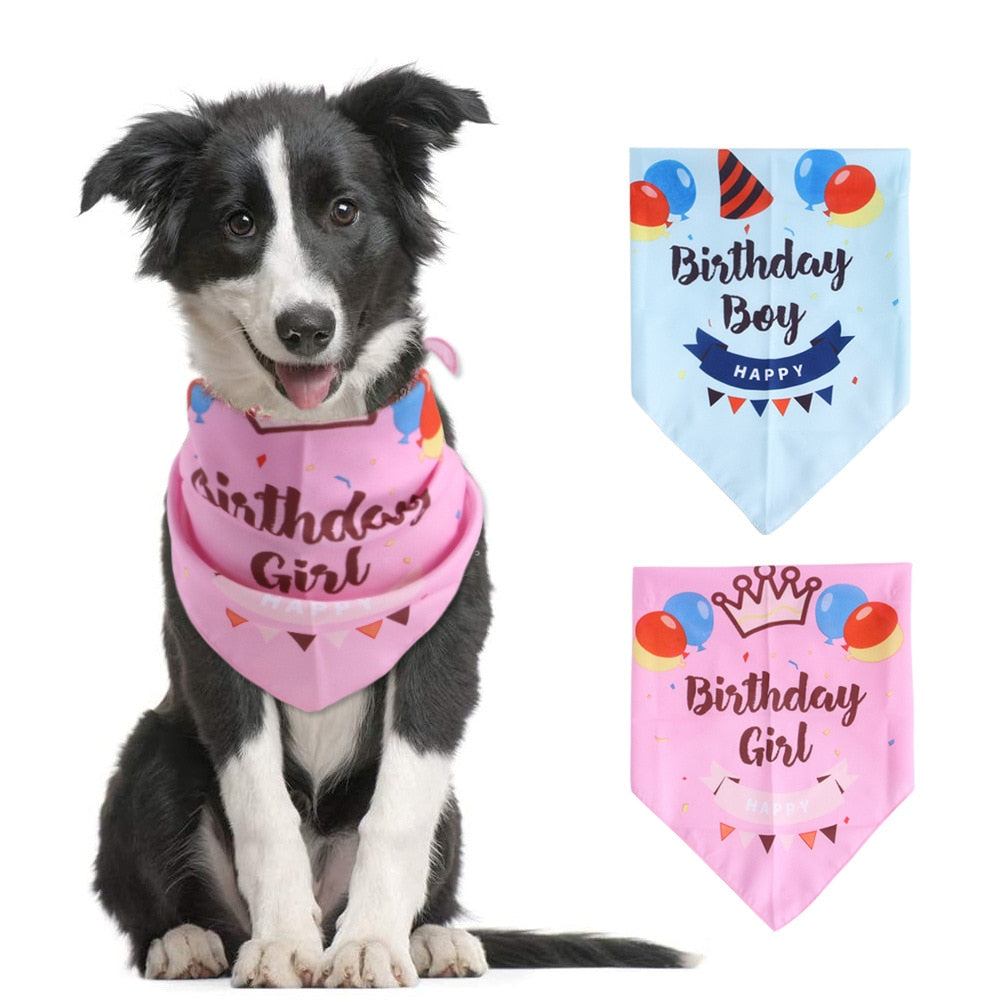 Happy Birthday Dog Bandanas Triangular Bandage Scarf Pet Product Puppy Kitten Teddy Chihuahua Neckerchief Dogs Accessories Gift