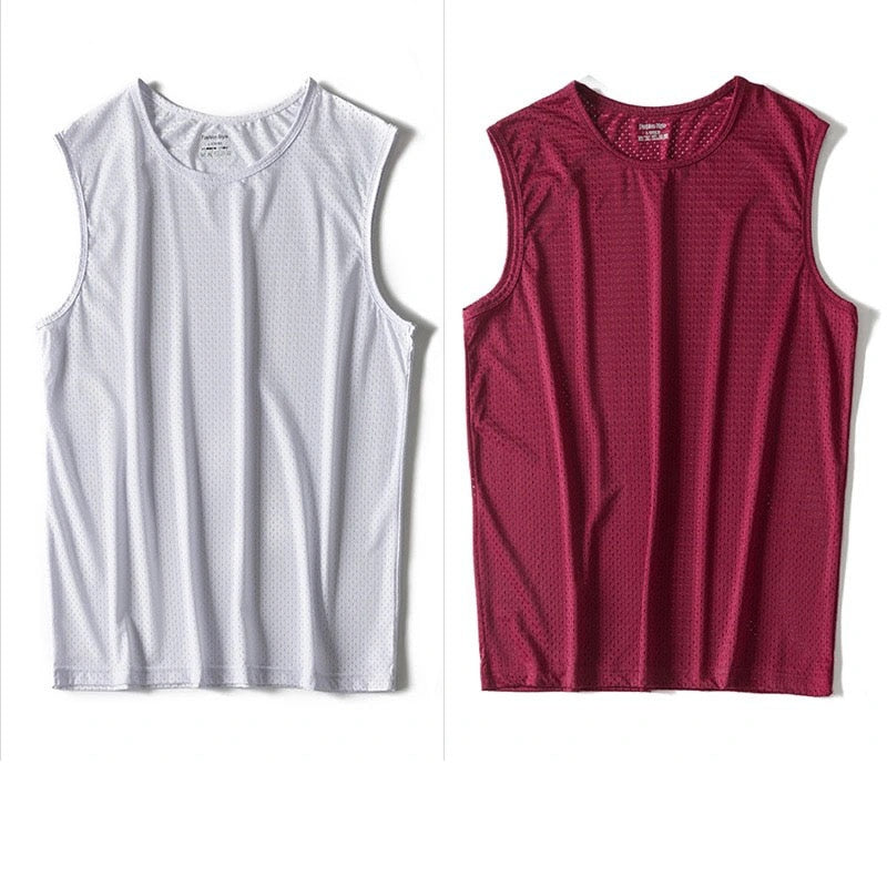 Men Ice Silk Tank Tops Underwear Mens Undershirt Transparent Shirts Male Bodyshaper Fitness Wrestling Mesh Breathable Singlets