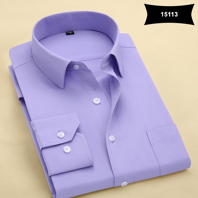 MACROSEA Classic Style Men's Solid Shirts Long Sleeve Men's Casual Shirts Comfortable Breathable Men's Office-wear Clothing