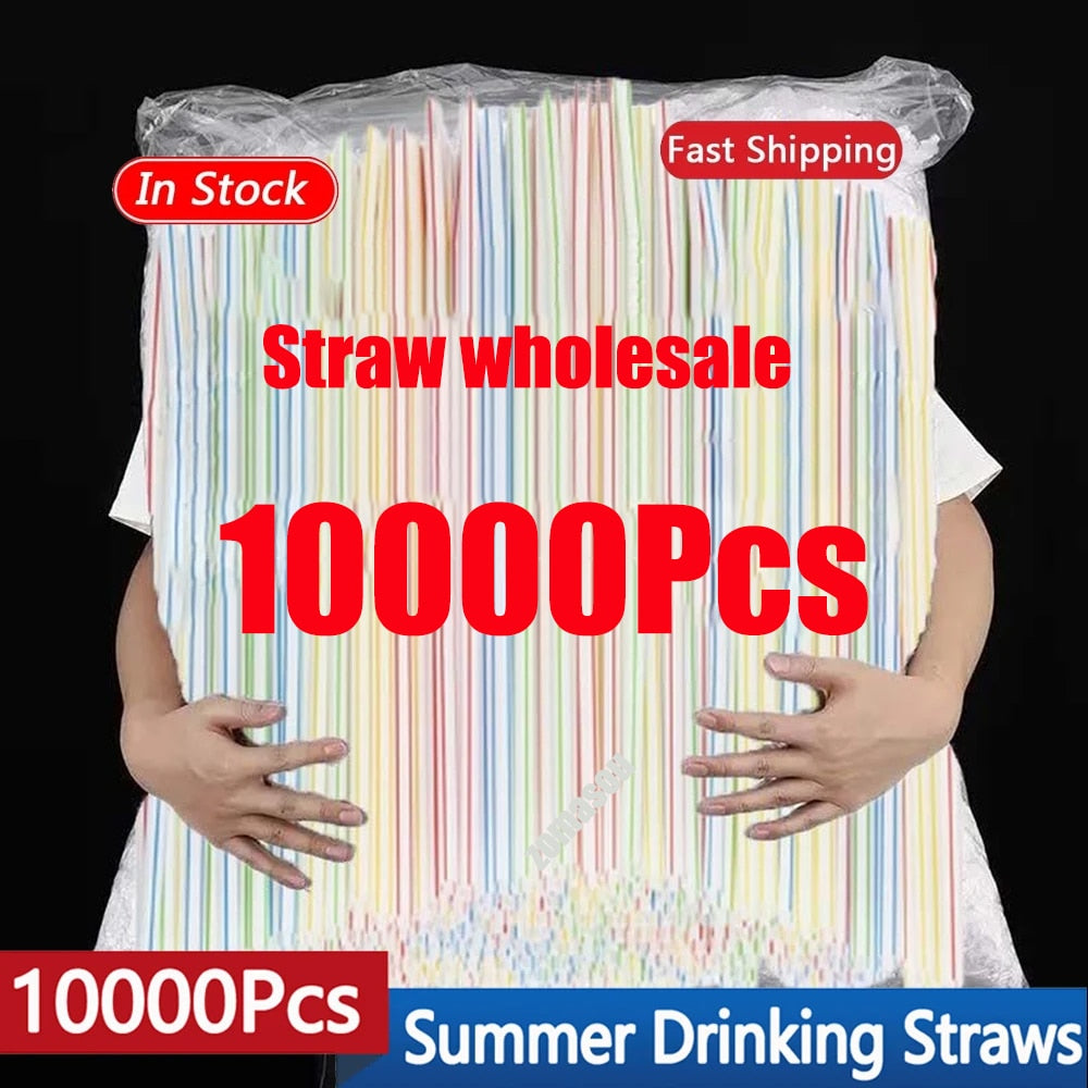 100/1000/10000Pcs Colorful&Black Drinking Kunststof Straws plastique Beverage Straw Milk Tea Bar Party Wedding Kitchen Accessory