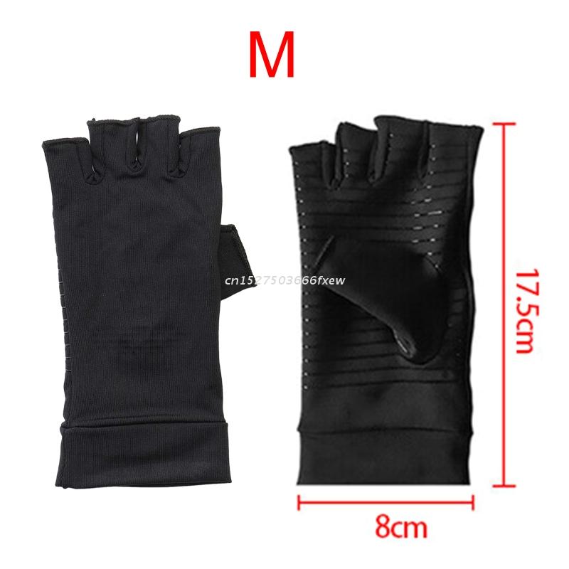 Copper Compression Gloves for Women Men, Hand Pain Swelling and Carpal Relieve Half Finger Gloves for Sports