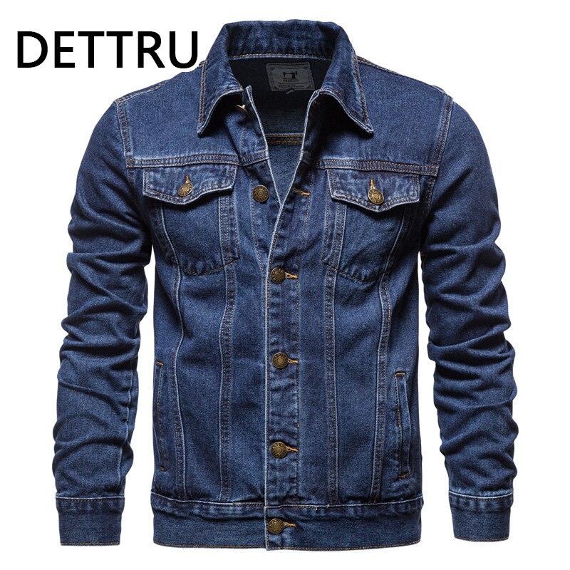 2022 Spring New Cotton Denim Jacket Men Casual Solid Single Breasted Jeans Jacket Men Fashion Slim Fit Quality Man Jackets
