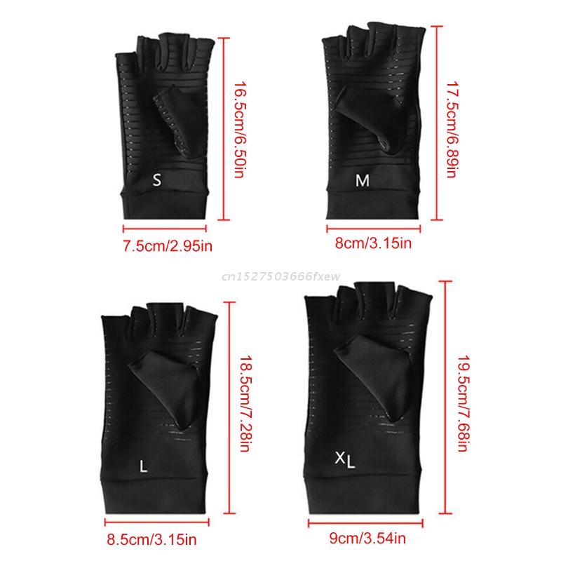 Copper Compression Gloves for Women Men, Hand Pain Swelling and Carpal Relieve Half Finger Gloves for Sports