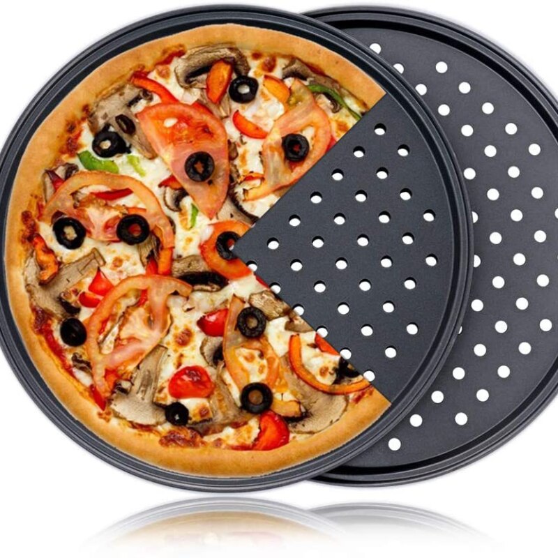 Non Stick Ro UndOven Tray Carbon Steel Perforated With Holes Cooking Plate Dishes Holder Baking Tool