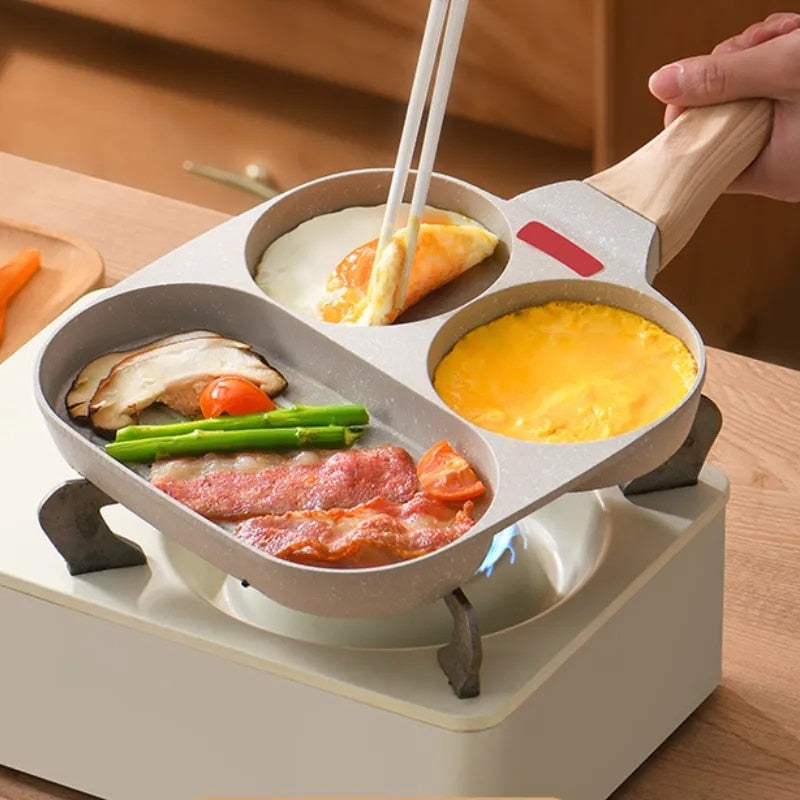 Four Hole Fried Egg Frying Pan Non-stick Surface Breakfast Egg Burger Pan Easy To Clean Convenient Practical Kitchen Tools