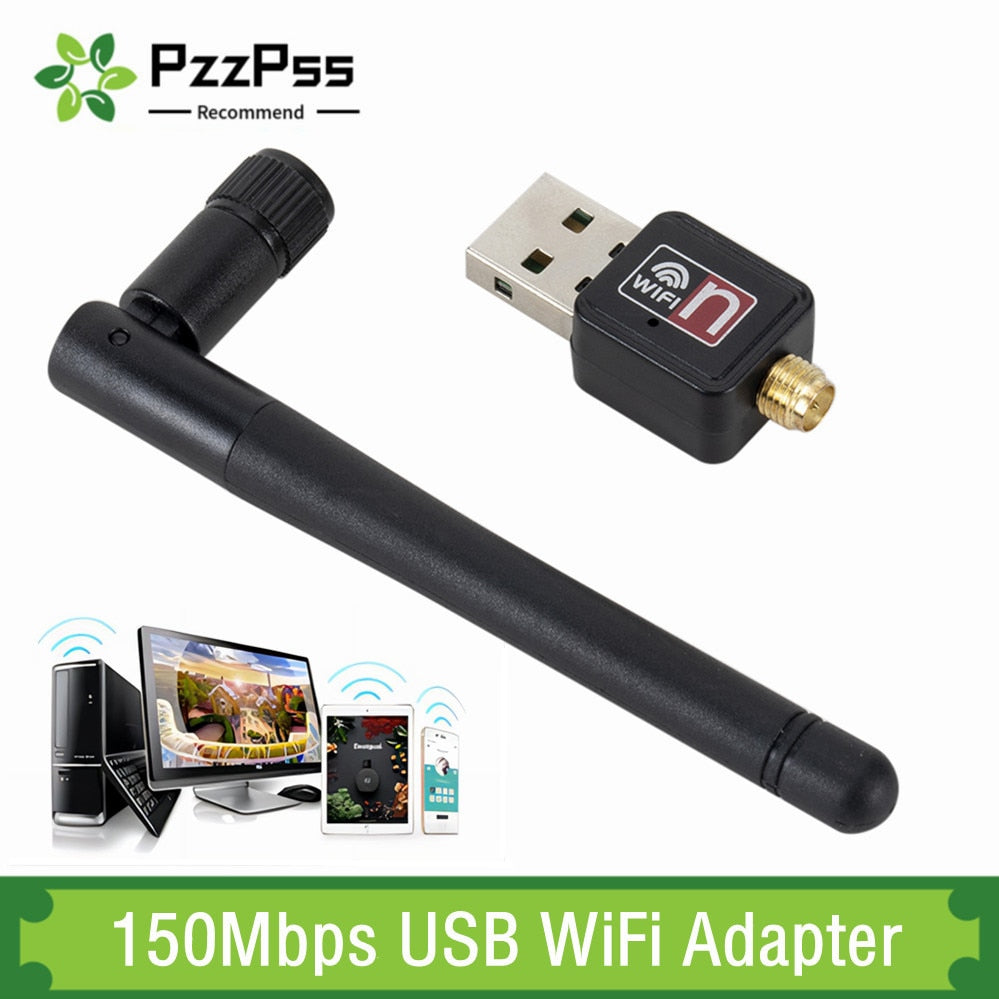PzzPss WiFi Wireless Network Card USB2.0 150Mbps 802.11 b/g/n LAN Adapter With Rotatable Antenna For Laptop PC Mini Wi-Fi Dongle