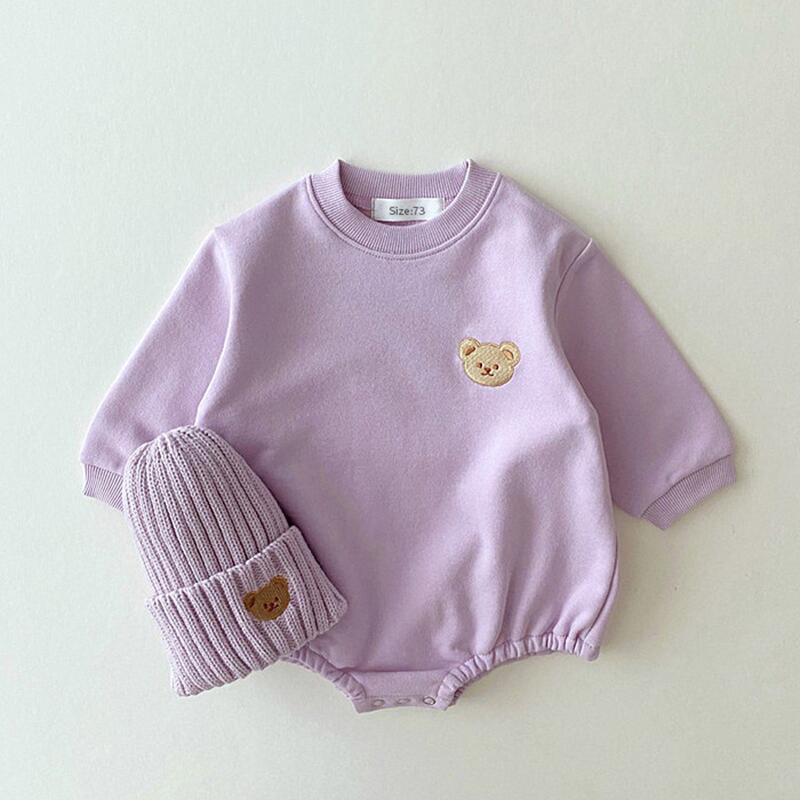 Sweat-shirt pour bébé coréen, barboteuse, manches longues, doux, en coton, ours, body pour bébé fille, combinaisons à capuche, hauts, vêtements d'extérieur, printemps automne