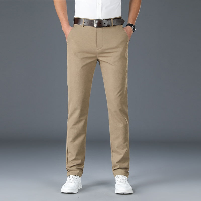 2022 Men's Spring Summer Fashion Business Casual Long Pants Suit Pants Male Elastic Straight Formal Trousers Plus Big Size 30-40