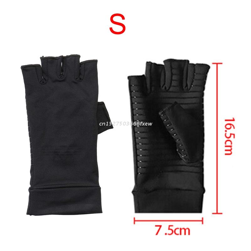 Copper Compression Gloves for Women Men, Hand Pain Swelling and Carpal Relieve Half Finger Gloves for Sports