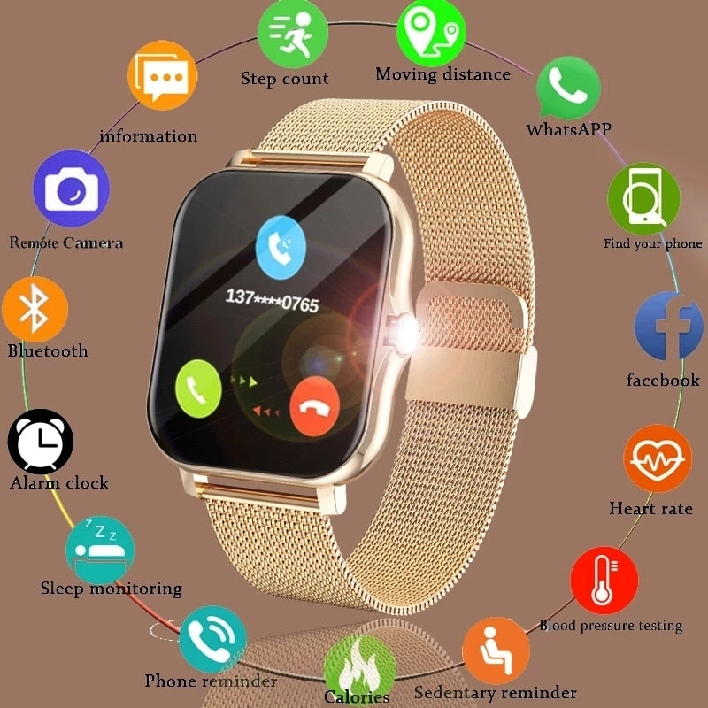 For Xiaomi Samsung Android Phone 1.69" Color Screen Full Touch Custom Dial Smart watch Women Bluetooth Call 2022 Smart Watch Men