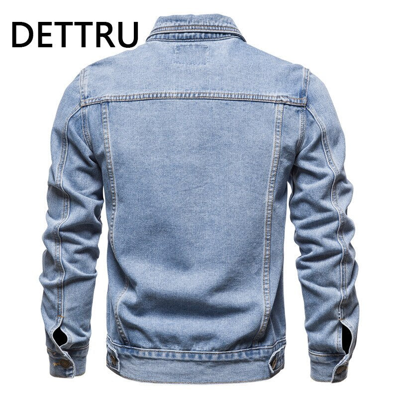2022 Spring New Cotton Denim Jacket Men Casual Solid Single Breasted Jeans Jacket Men Fashion Slim Fit Quality Man Jackets