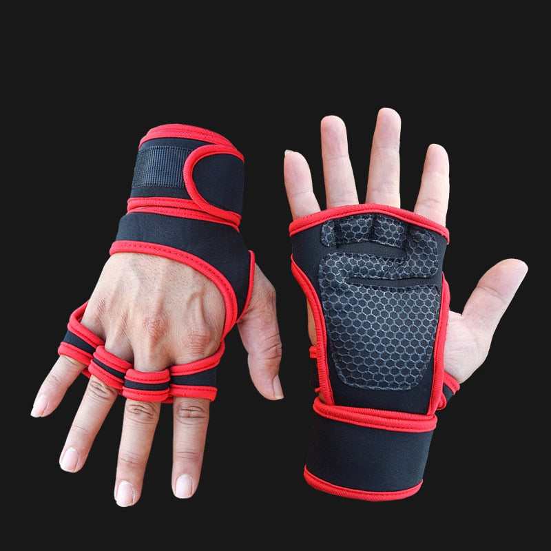 1 Pairs Weightlifting Training Gloves for Men Women Fitness Sports Body Building Gymnastics Gym Hand Wrist Palm Protector Gloves