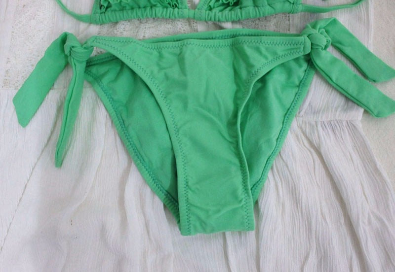 4 Color Brand 2023 Summer Girls Swimwear Soild Baby Kids Swimwear Biquini Infantil Swimsuits Falbala Bikini Girl For 6-14years