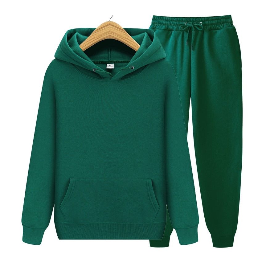 2022 new Men's ladies casual wear suit sportswear suit solid color pullover + pants suit autumn and winter fashion suit