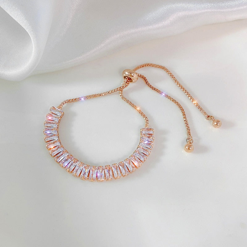 Full of Rhinestone Stainless Steel Bracelet For Women 2022 New Designer Shiny Luxury Zircon Adjustable Bracelets Jewelry Gift