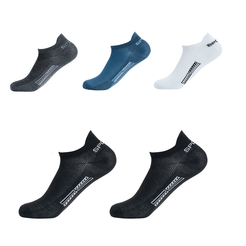 5 Pairs High Quality Men Ankle Socks Breathable Cotton Sports Socks Mesh Casual Athletic Summer Thin Cut Short Sokken Plus Size