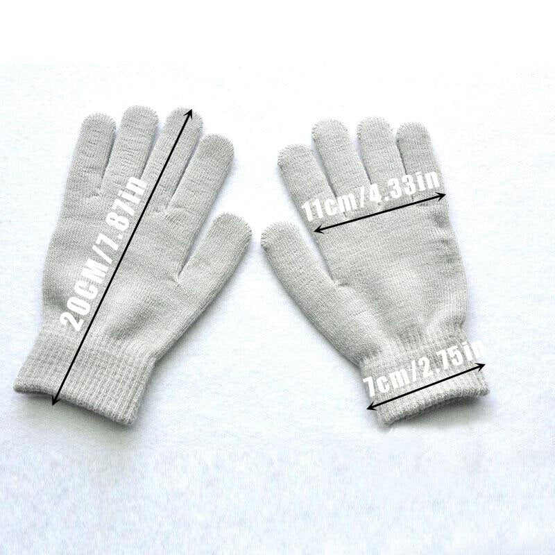 1Pair Knitted Woolen Couple Gloves Winter Solid Color Full Finger Mittens Hand Warmer Men Women Gloves Thicken Cycling Gloves
