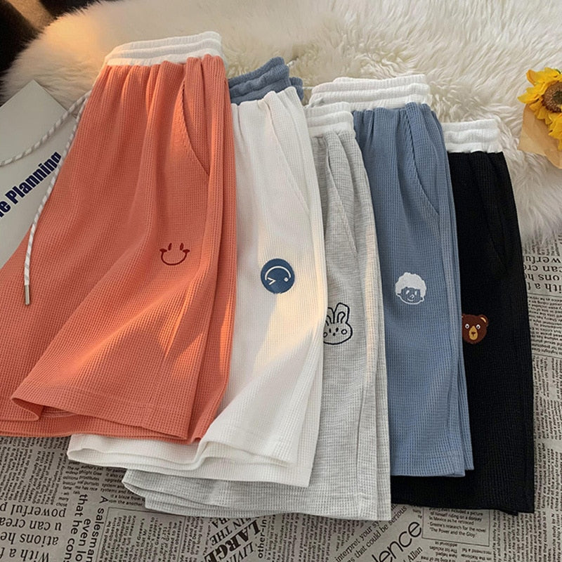 2021 Summer Korean Fashion Casual Hip-hop Men's Shorts Streetwear Basketball Smiley Graphic Print Shorts Mens Shorts Gym