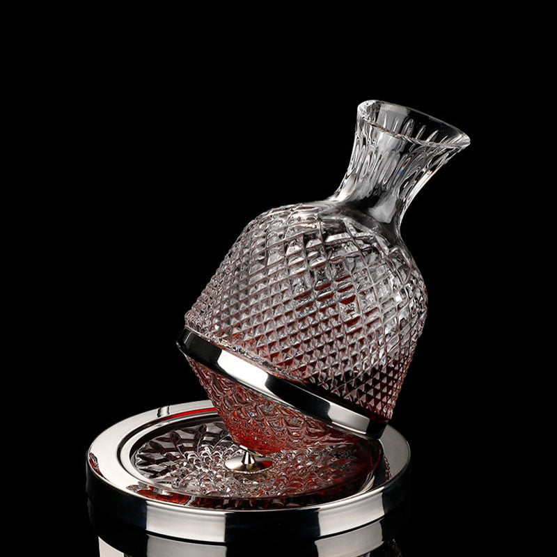 Luxurious Rotating Wine Separator Red Whiskey Tumbler Gyro Glass Bottle 1500ml Rotary Decanter With Tray Kitchen Bar Tools