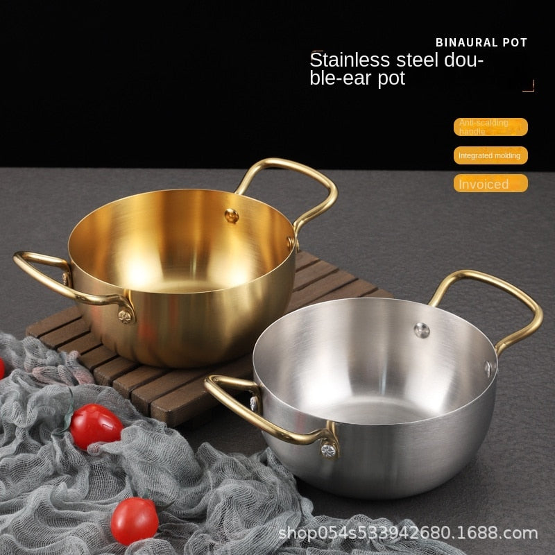 Instant Noodles Korean Style Stainless Steel Soup Pot Induction Cooker Available Household Binaural Stainless Steel Ramen Pot
