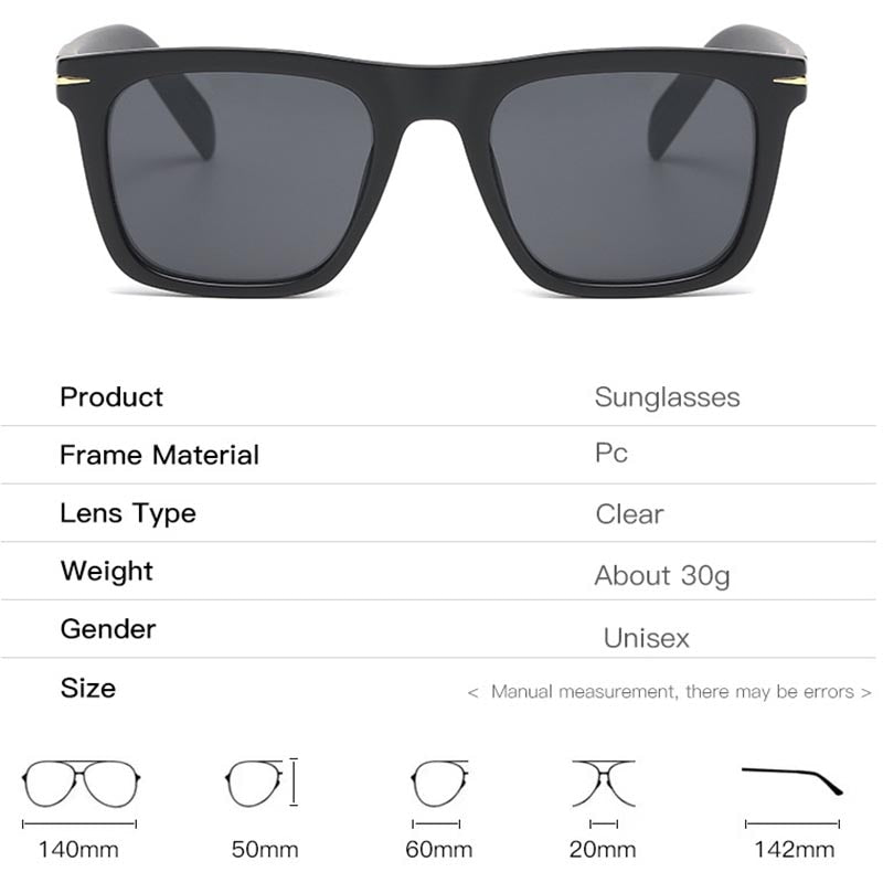2022 Classic Men's Square Sunglasses Fashion Brand Designer Rivet Retro Women Sun Glasses UV400 Beckham Style Driver Eyewear