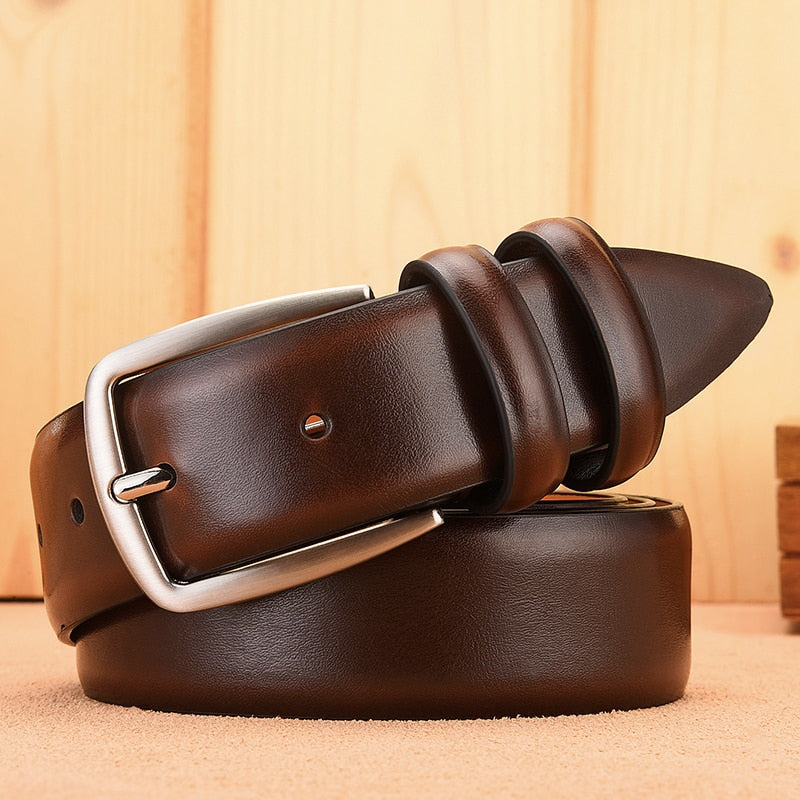 Belt Male Fashion Men's Luxury Designer Cowskin Belts For Jeans Genuine Leather Strap Pin Buckle Cummerbunds Ceinture Homme