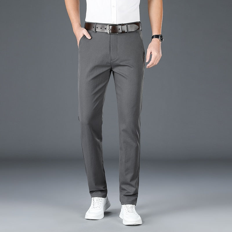 2022 Men's Spring Summer Fashion Business Casual Long Pants Suit Pants Male Elastic Straight Formal Trousers Plus Big Size 30-40
