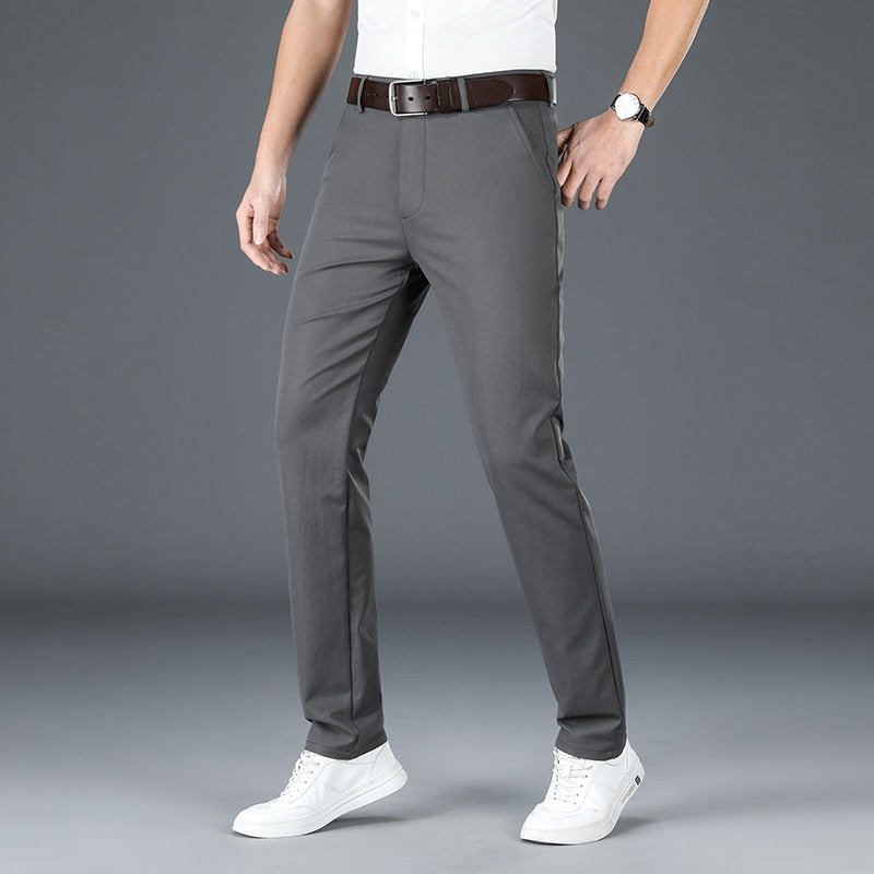 2022 Men's Spring Summer Fashion Business Casual Long Pants Suit Pants Male Elastic Straight Formal Trousers Plus Big Size 30-40