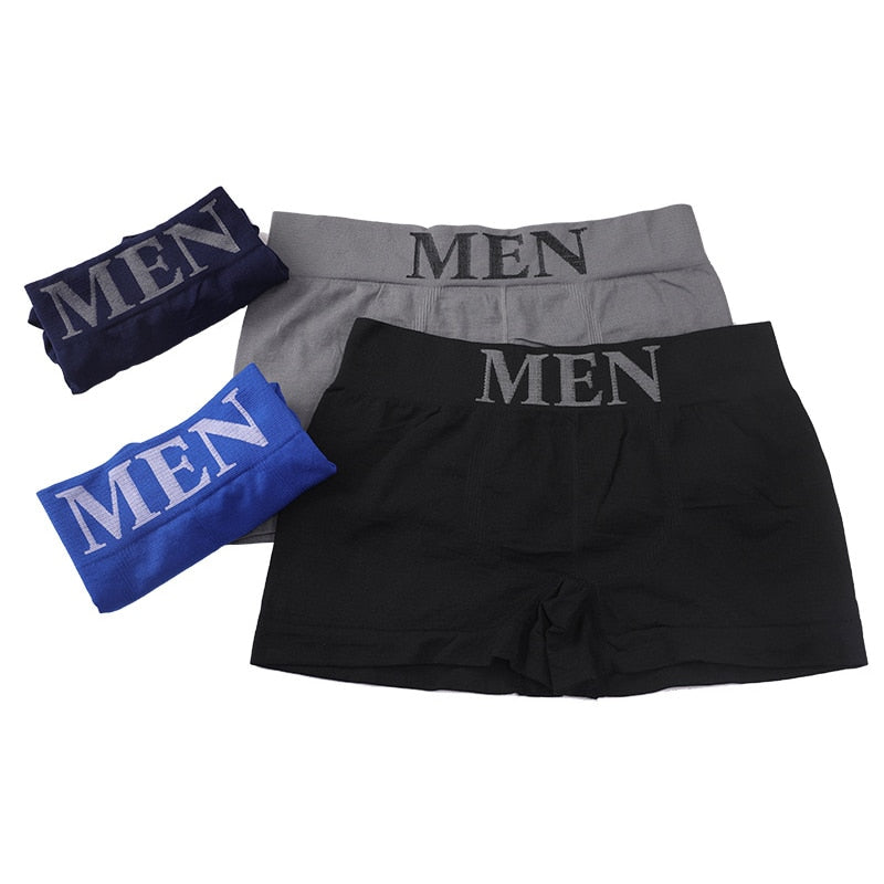 3Pcs/Lot Men's Panties Underwear Boxers Breathable Man Boxer Solid Underpants Comfortable Male Brand Shorts Black Blue Underwear