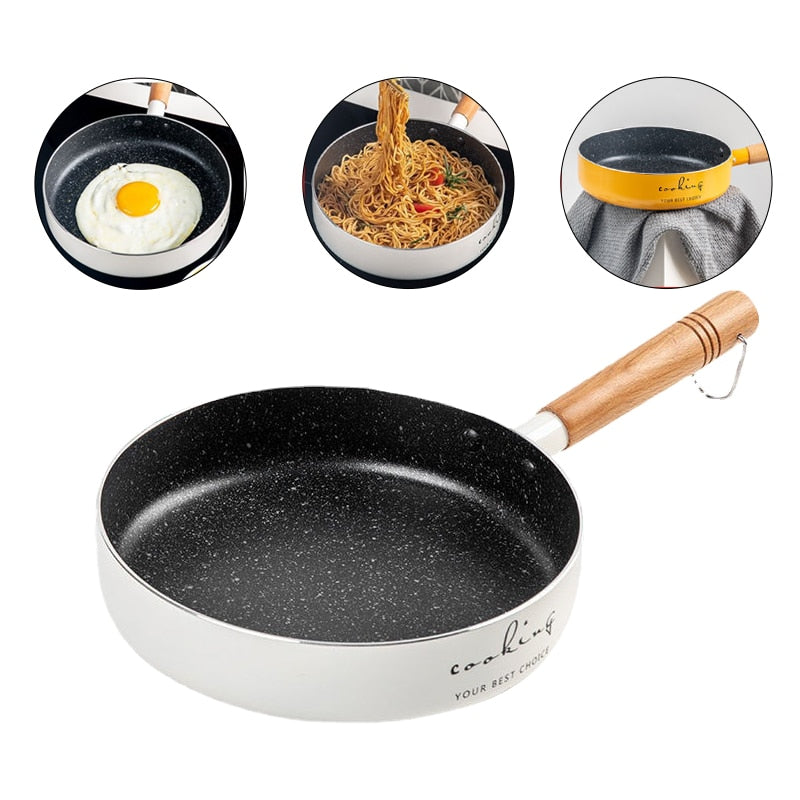Frying Pan 16/20cm Wok Pan Non-stick Pan Induction Cooker Home Steak Pancake Pan Egg Pan Gas Stove Universal Saucepan Durable