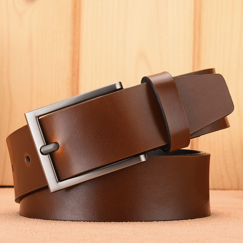 Belt Male Fashion Men's Luxury Designer Cowskin Belts For Jeans Genuine Leather Strap Pin Buckle Cummerbunds Ceinture Homme