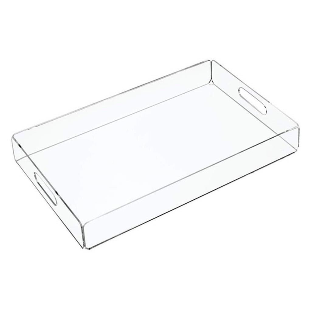 Clear Serving Tray Spill Proof Acrylic Home Organizer Tea Coffee Dessert Plate Kitchen Organization Hotel Accessories