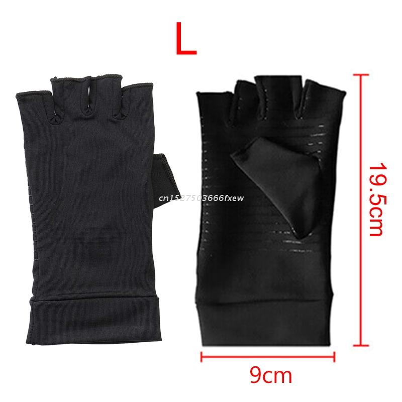 Copper Compression Gloves for Women Men, Hand Pain Swelling and Carpal Relieve Half Finger Gloves for Sports
