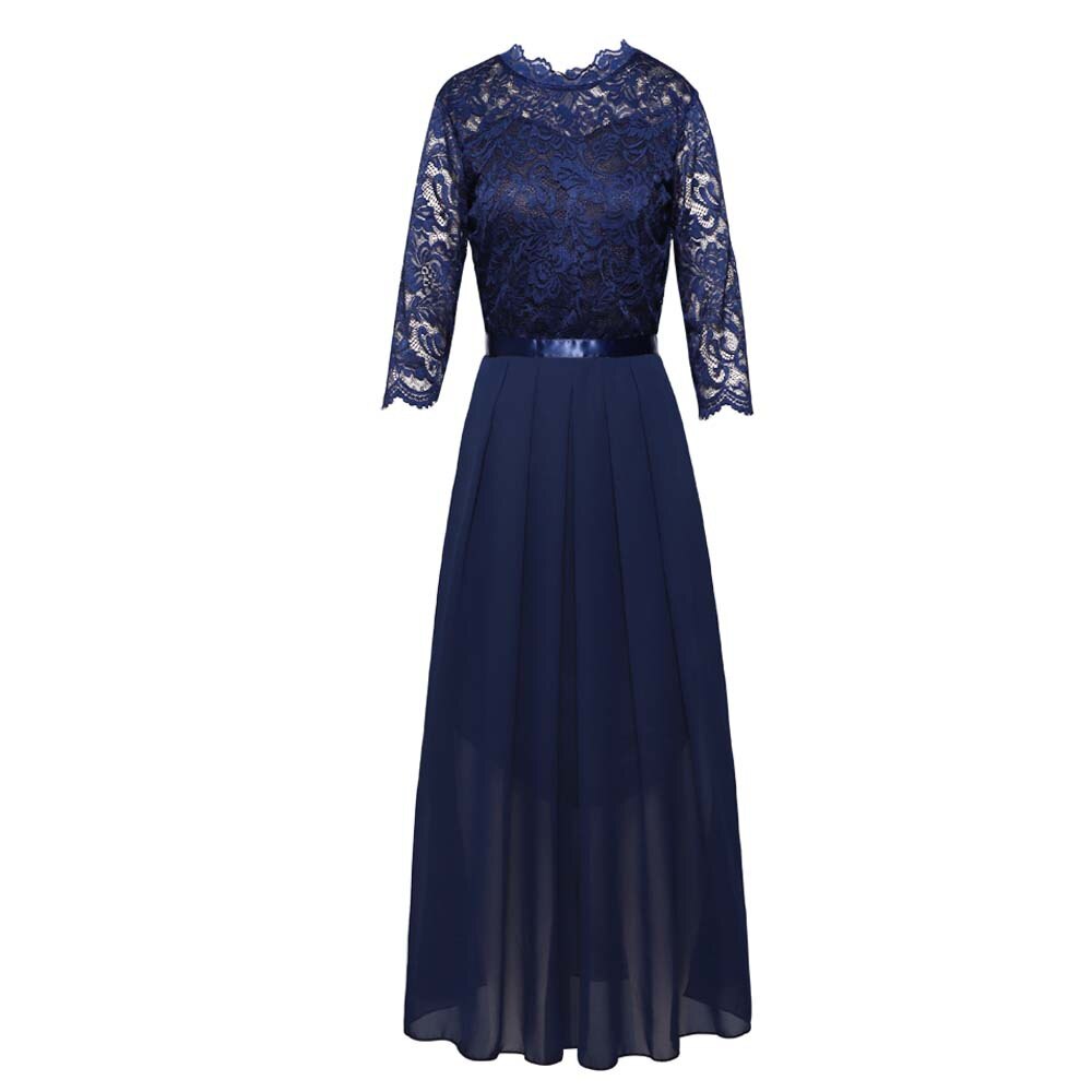 Lace Dress Women Green Black 2021 Spring Summer New Europe Fashion Chiffon Stitching Party Maxi Dresses Vestidos Feminina CX1345