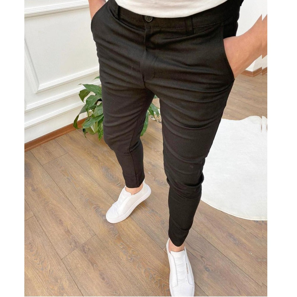 Men's Casual Stretch Pants New Solid Color Slim Business Formal Office Versatile Interview For Men Daily Wear Hot Selling Shorts