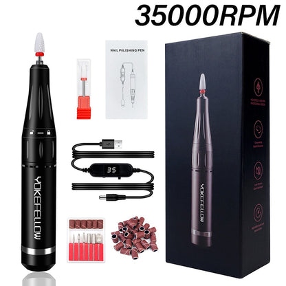 NEW 35000RPM Rechargeable Nail Drill Manicure Machine With Pause Mode Nail Salon Equipment Nail Gel Cutting Remove Nail Sander