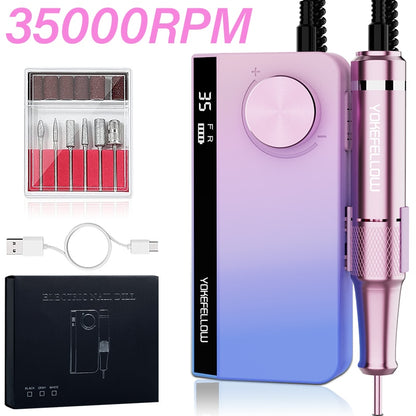 NEW 35000RPM Rechargeable Nail Drill Manicure Machine With Pause Mode Nail Salon Equipment Nail Gel Cutting Remove Nail Sander