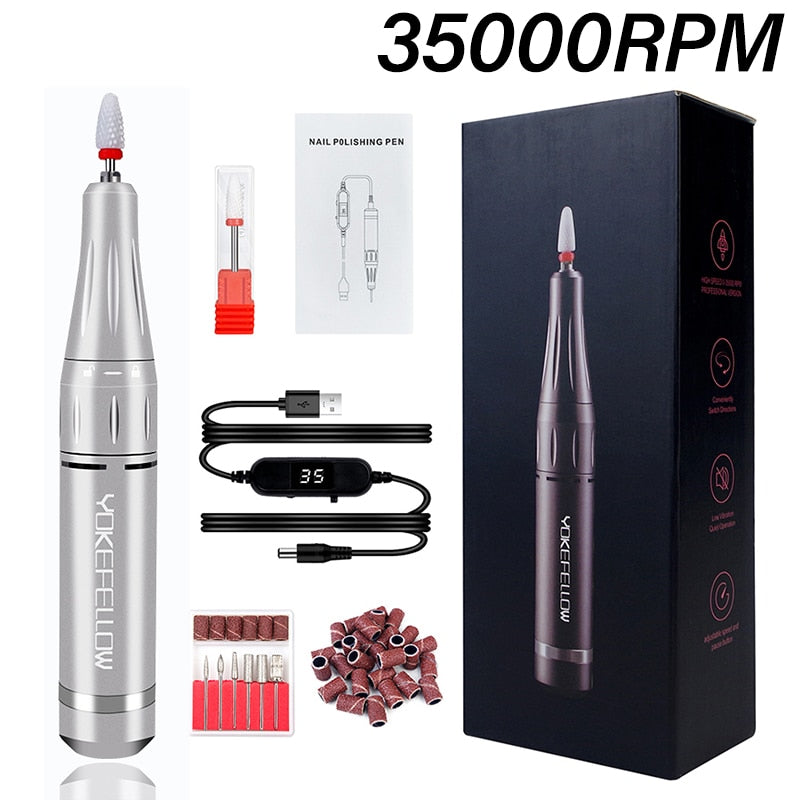 NEW 35000RPM Rechargeable Nail Drill Manicure Machine With Pause Mode Nail Salon Equipment Nail Gel Cutting Remove Nail Sander